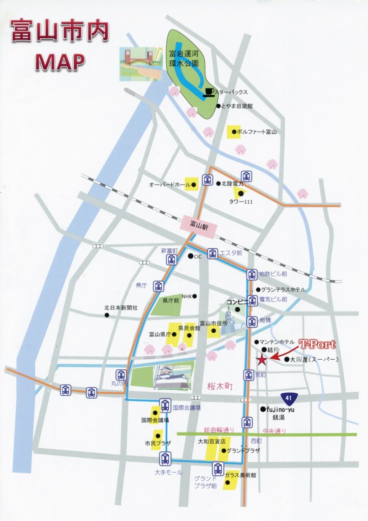 富山市内の民泊 T-Port 周辺Map